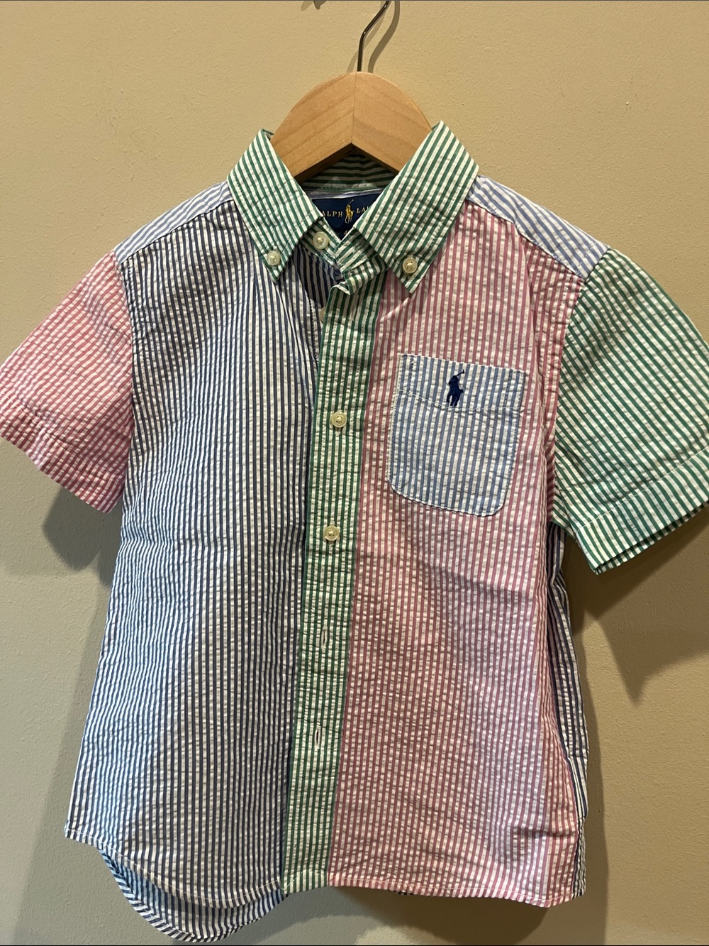 Polo by Ralph Lauren Boys' Multi-Stripe Seersucker Button-Down Shirt